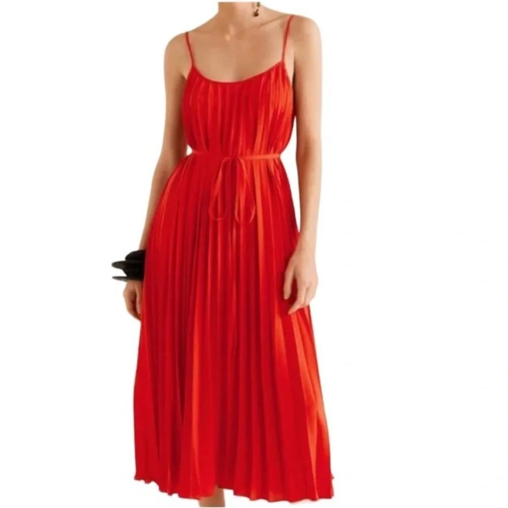 Sam Edelman Red Pleated Midi Dress Sleeveless Size M NWOT - Picture 7 of 10